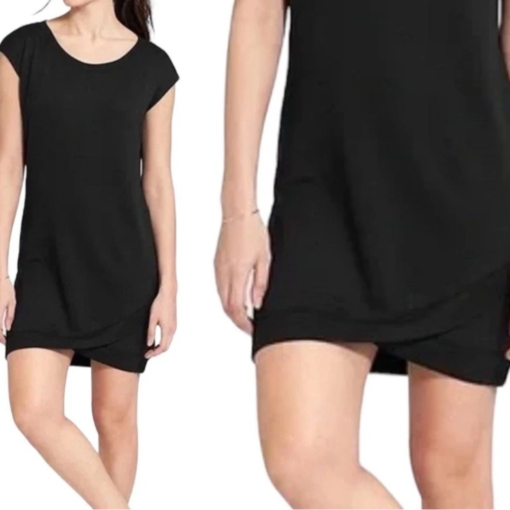 Athleta Black Short Sleeve Criss Cross Dress